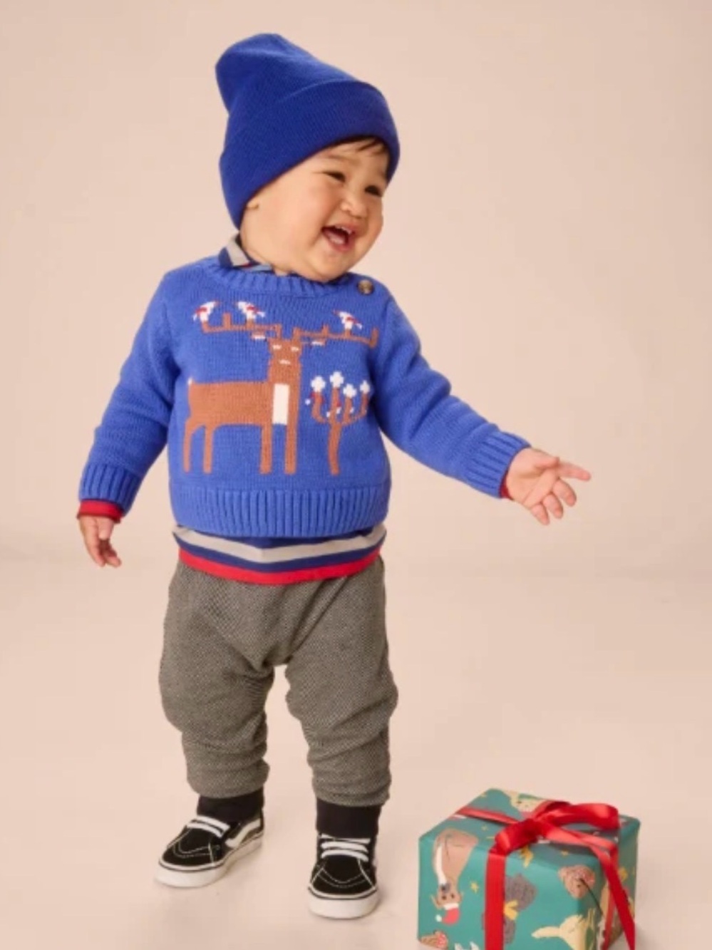 TEA COLLECTION Majorelle Blue Reindeer Toddler Sweater - 4T